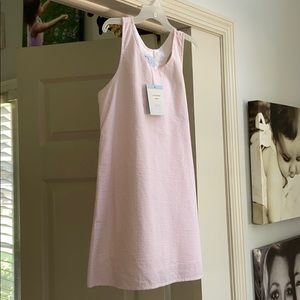 Pink seersucker striped dress